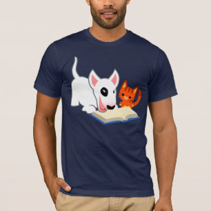 Cartoon Bullie e Gatinho com Book T-Shirt