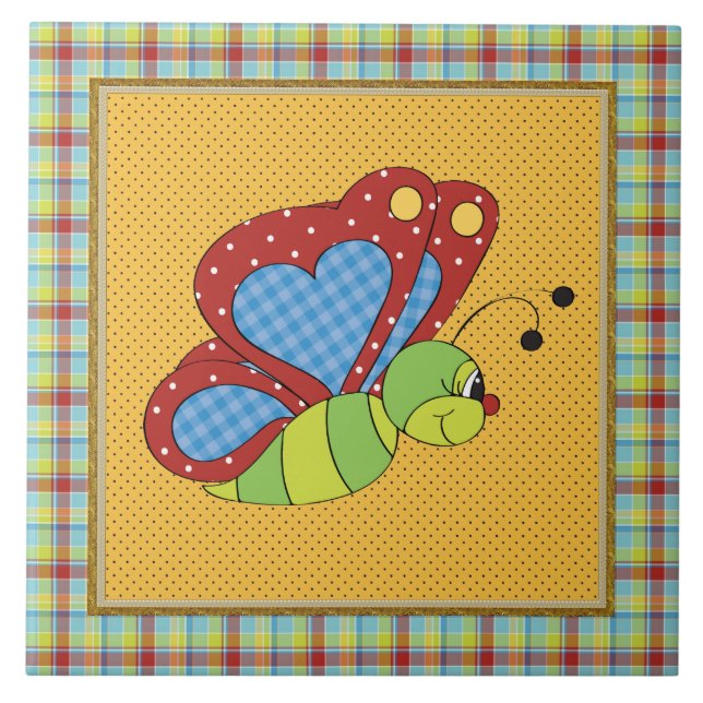 Cartoon Butterfly azulejo de diversão cerâmica (Frente)