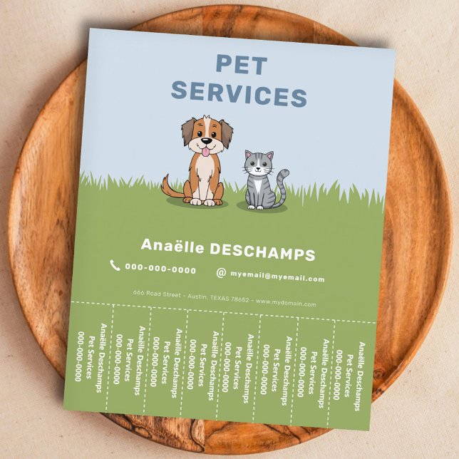 Cartoon Cat & Dog - Folheto de Rasgos Pet (Cartoon Cat & Dog - Pet Tear Off Strips Flyer)