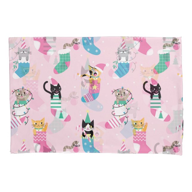 Cartoon Cats Natal Padrão Sem Costura (Frente)