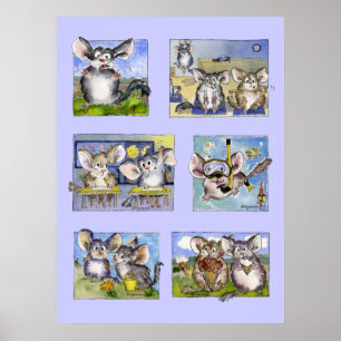 Cartoon Chinchillas sendo um Impressão de Poster p