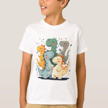 Cartoon Colorido Dinossauros Crianças T-Shirt