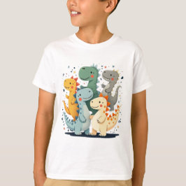 Cartoon Colorido Dinossauros Crianças T-Shirt