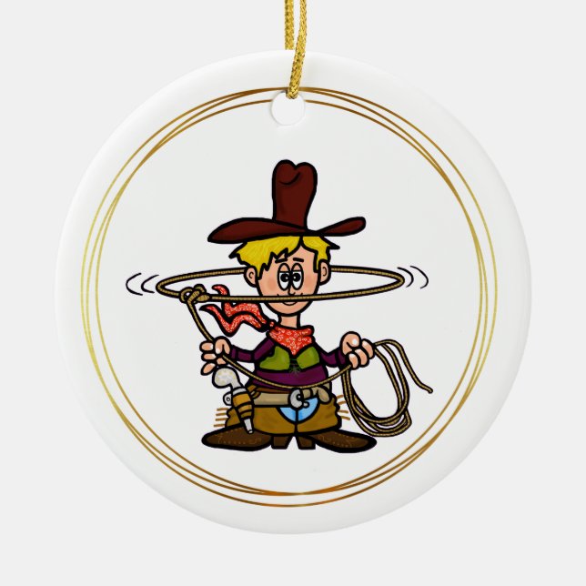 Cartoon Cowboy com Ornamento de Corda (Frente)