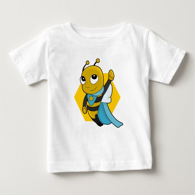 Cartoon de abelha super-heróis, bebê T-Shirt (Frente)