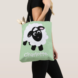 Cartoon de Bela Cartoon Nome Bag Verde Tote