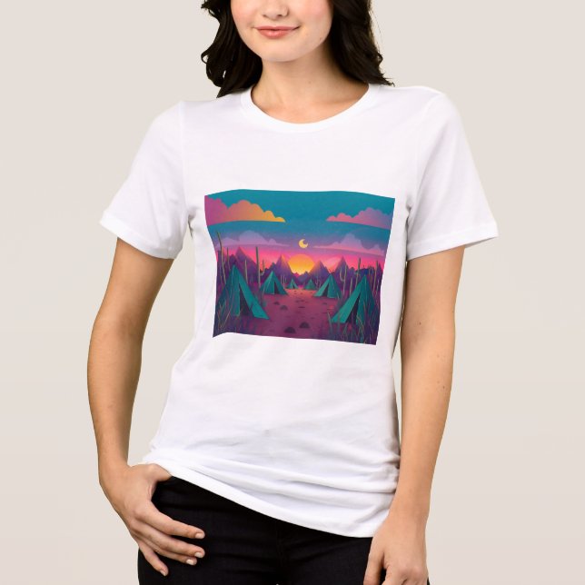 Cartoon de camiseta feminina impressa (Frente)