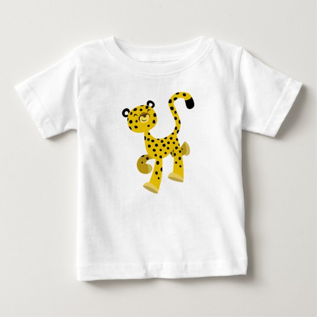 Cartoon de Feliz bonita Cheetah Baby T-Shirt (Frente)
