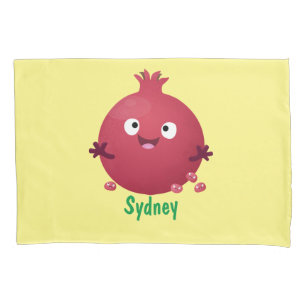 Cartoon de fruta de romã feliz e giro