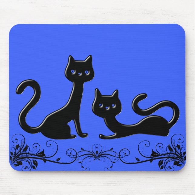 Cartoon de Kittens Preto VIII Mousepad (Frente)