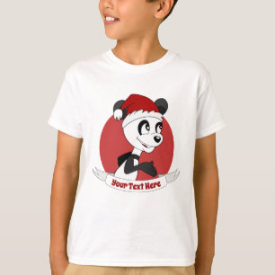 Cartoon de Natal com T-Shirt de urso panda giro