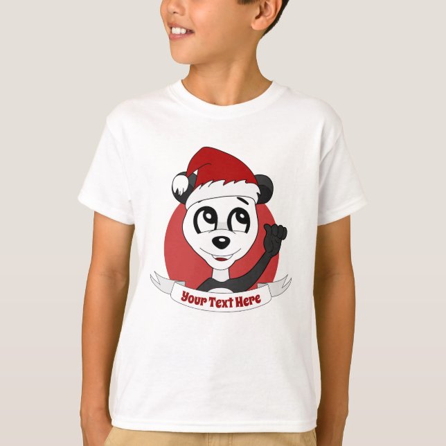 Cartoon de Natal com T-Shirt de urso panda giro (Frente)