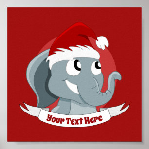 Cartoon de Natal com um poster de elefante giro