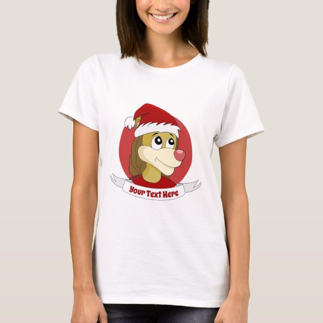 Cartoon de Natal com uma bela camiseta de leão (Frente)