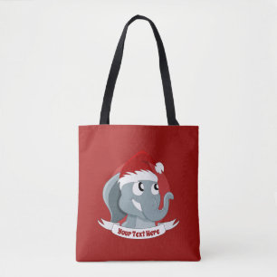 Cartoon de Natal com uma bolsa de tote de elefante