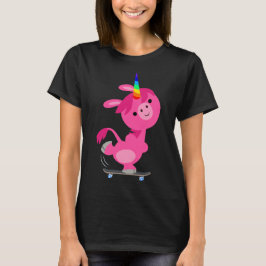 Cartoon de SkateBOA Unicórn Mulheres T-Shirt