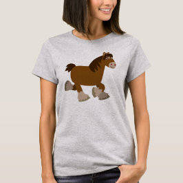 Cartoon de Trote Bonito Shire Horse Women T-Shirt