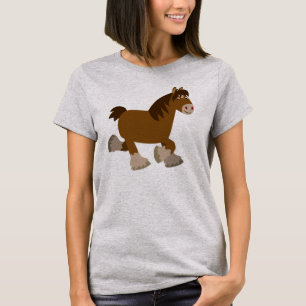 Cartoon de Trote Bonito Shire Horse Women T-Shirt