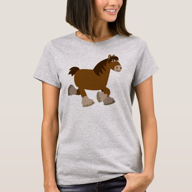 Cartoon de Trote Bonito Shire Horse Women T-Shirt (Frente)