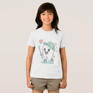 Cartoon Dente Bonito - Camisa Dental Infantil