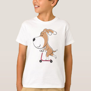 Cartoon Engraçado Cachorro Patinete Rapaz T-Shirt