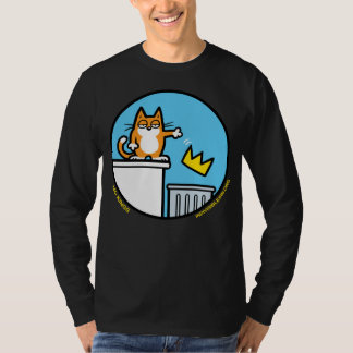 Cartoon engraçado de gato 'Sem Reis' em camiseta d