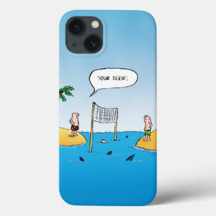 Cartoon Engraçado de Voleibol de Tubarão