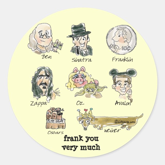 Cartoon Engraçado Frank Você É Muito Autocolante (Frente)