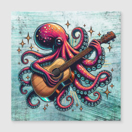 Cartoon Engraçado Octopus Tocando Violão