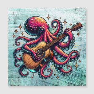 Cartoon Engraçado Octopus Tocando Violão