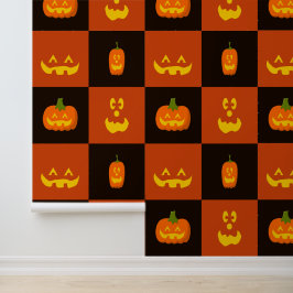 Cartoon Engraçado Pumpkin Enfrenta Padrão de Hallo