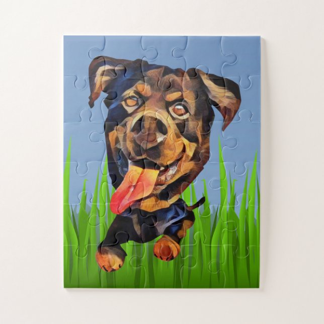 Cartoon Engraçado Rottweiler 30 Quebra-cabeça (Vertical)