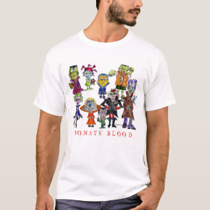 Cartoon Engraçado Vampiros Doam T-Shirt Sanguínea