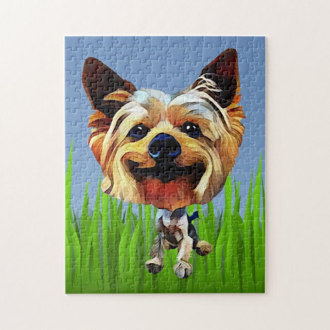 Cartoon engraçado Yorkie 252 Piece Quebra-cabeça (Vertical)