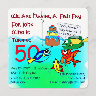 Cartoon Fish Fry Convite de Aniversário