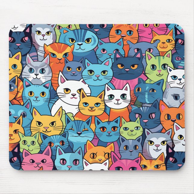Cartoon Gato Cara Mouse Pad (Frente)