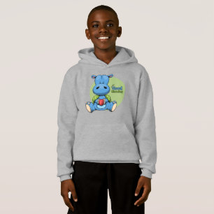Cartoon Hippo Crianças Pullover Hoodie