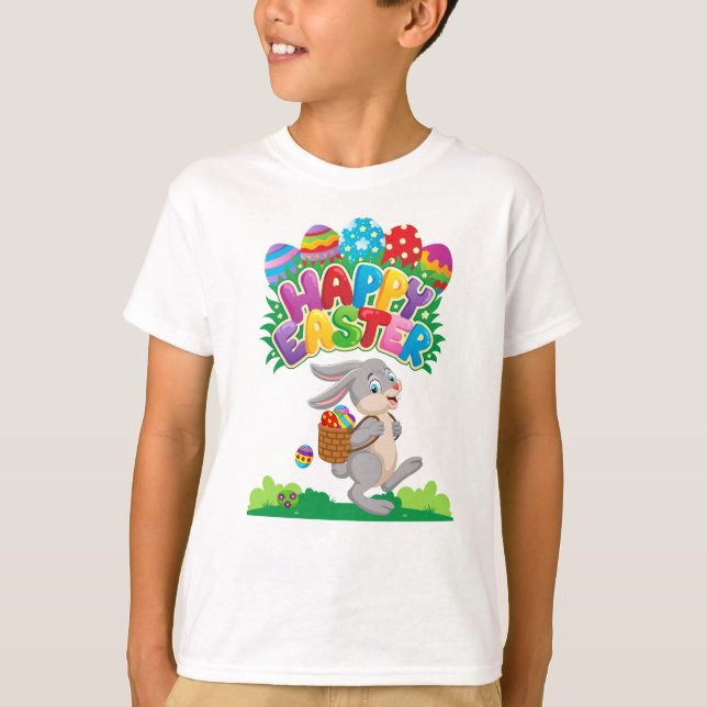 Cartoon infantil Coelhinho da Páscoa na Camiseta C (Frente)