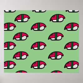 Cartoon Kawaii Sushi, Arroz de Peixe e Poster de a