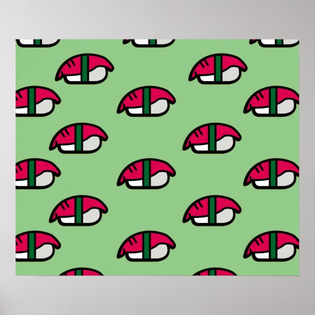 Cartoon Kawaii Sushi, Arroz de Peixe e Poster de a (Frente)