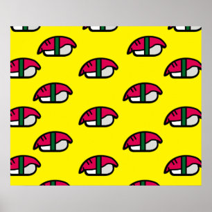 Cartoon Kawaii Sushi, Arroz de Peixe e Poster de a