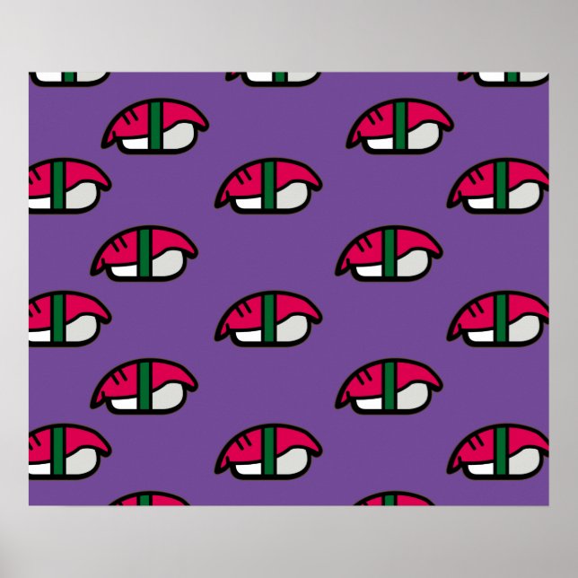 Cartoon Kawaii Sushi, Arroz de Peixe e Poster de a (Frente)