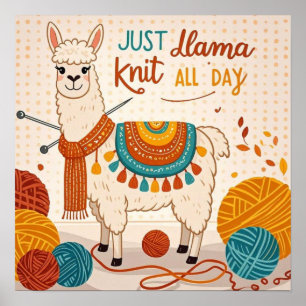 Cartoon llama vestindo um poster de cachecol