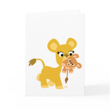 Cartoon Madre Lion e Cartão de Saída Cub