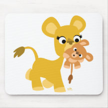 Cartoon Madre Lion e Cub Mousepad