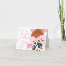 Cartoon Mãe com seu Cartão Gêmeos