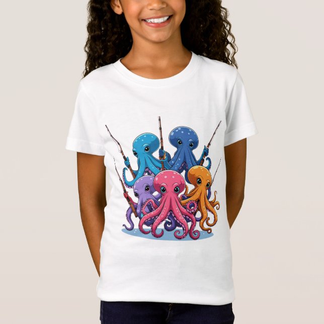  Cartoon Octopus Kids T-Shirt (Frente)