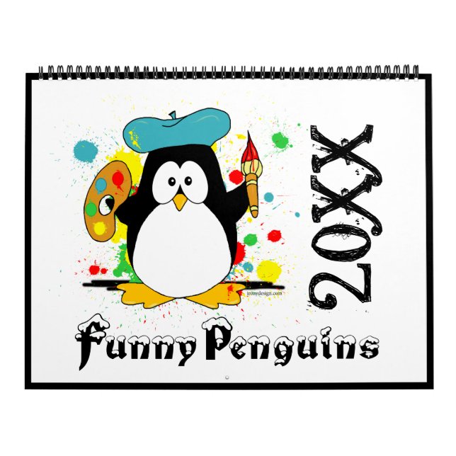 Cartoon Penguins Engraçado Calendário Grande (Capa)