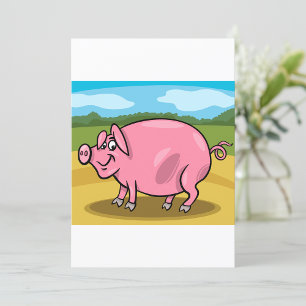Cartoon Pig Em Convites De Fazenda