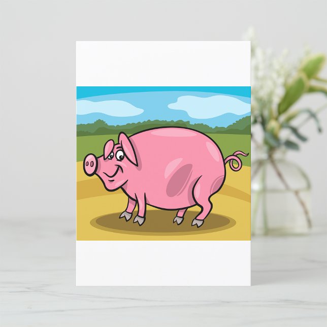 Cartoon Pig Em Convites De Fazenda (Criador carregado)